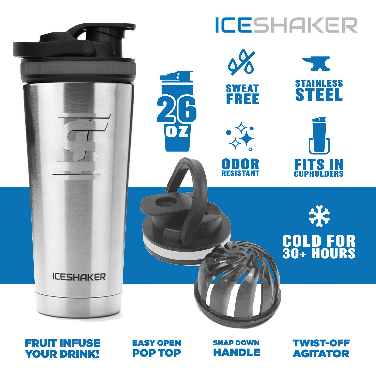 Ice Shaker 26 oz USA Shaker Bottle